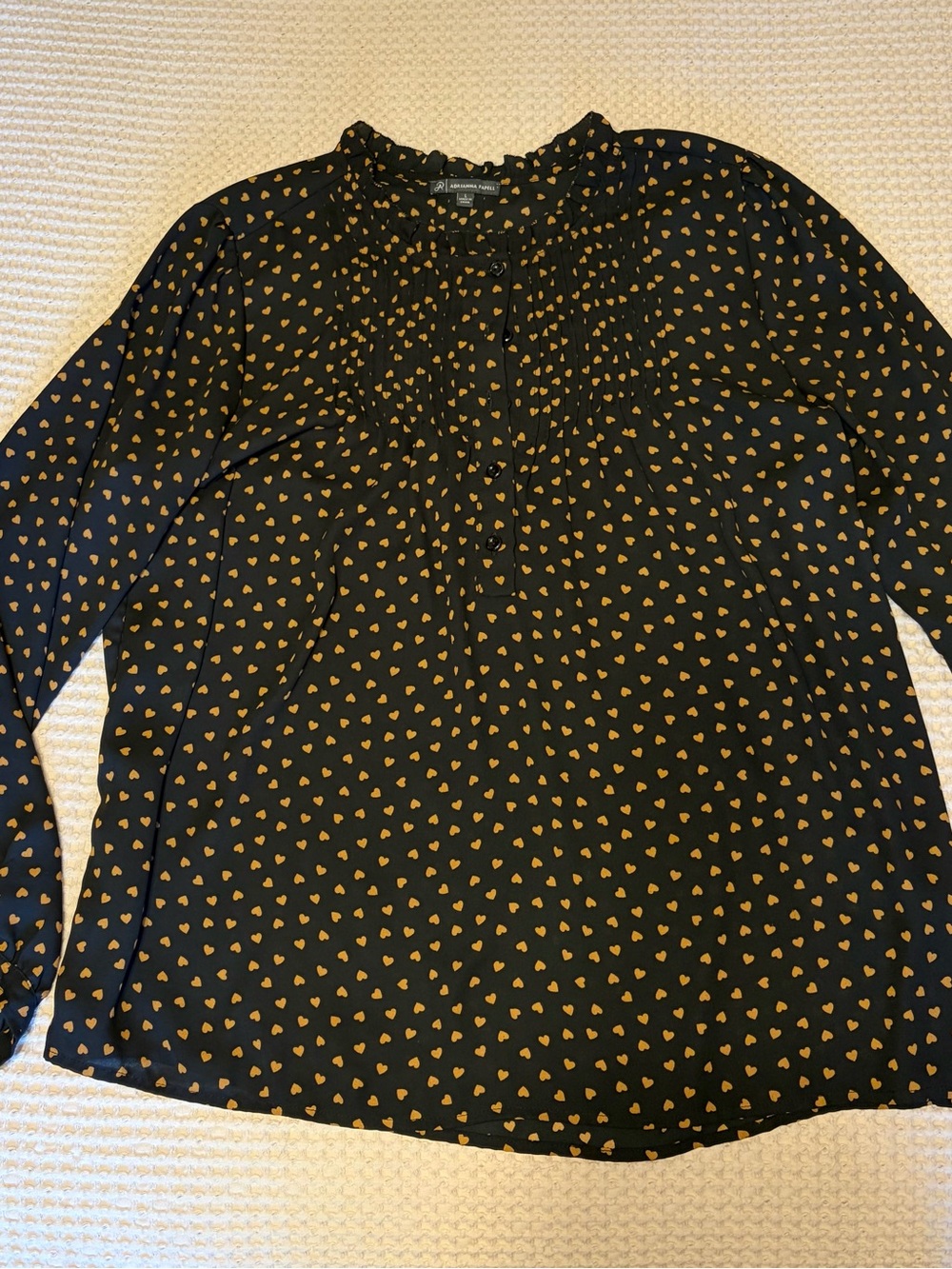 Adrianna Papell Heart Print Blouse Size L